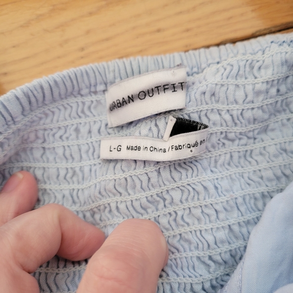 Baby Blue Urban Outfitters Cottagecore Style Cropped Puff Sleeve Top - Picture 3 of 3